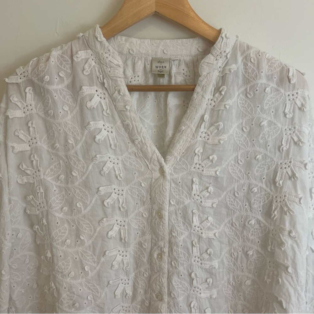 Anthropologie Seen Worn Kept Women's 6 White Peasant Top Cottagecore Prairiecore - Picture 2 of 11
